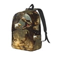 thumbnail image 1 of Disketp Dinosaur Bald Eagle print Canvas Backpack Lightweight Travel Daypack Student Rucksack Laptop Backpack-, 1 of 5
