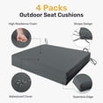 thumbnail image 3 of UNIKOME Outdoor Patio Chair Cushions Set of 8,Water Resistant Patio Decor Chair Seat Cushions with Ties, Sponge Filling Square Corner Seat Cushions for Backyard Patio Chair, 18.5"x16"x3", Dark Gray, 3 of 6