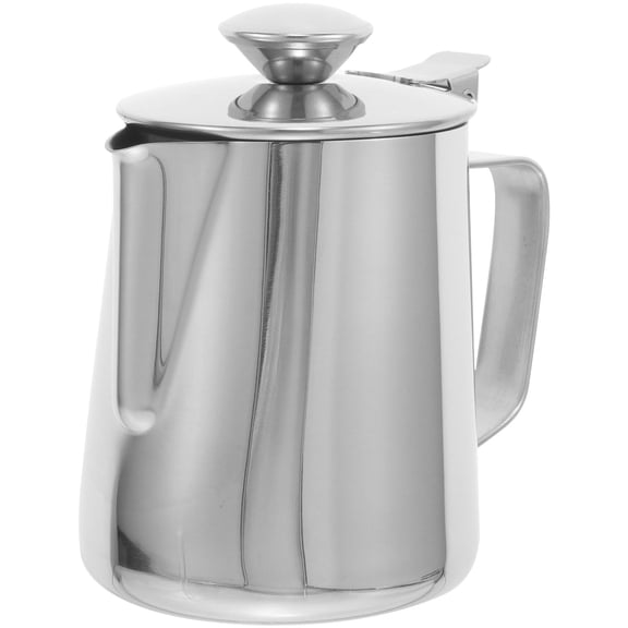 MLINS Stainless Steel Coffee Frothing Cup with Lid, Metal Frother for Espresso and Latte Art