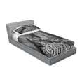 thumbnail image 2 of Ambesonne Landscape Fitted Sheet & Pillow Sham Set, View Peru Village, Twinxl, Black and White, 2 of 2