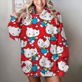 thumbnail image 1 of Sudadera con capucha y estampado de HELLO KITTY para mujer, suéter informal holgado de manga larga en blanco y rosa, sudadera fina y elegante de talla grande para mujer, 1 of 1