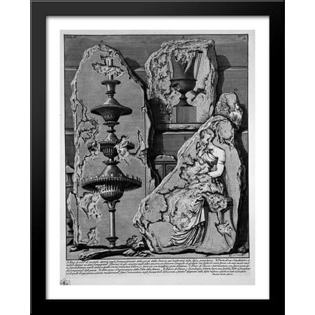Large Decorative Plates For The Wall The Roman antiquities, t. 3, Plate XLVIII. Decorative details of the walls of the room above 28x36 Large Black Wood Framed Print Art by Giovanni Battista Piranesi ()