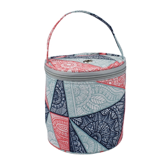 Bolsa de ganchillo redonda de hilo de tejer, organizador de asas, cesta de almacenamiento de lana para manualidades, bolsa de accesorios de costura, patrón 2 Sweethay HA3833-02B