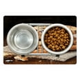 thumbnail image 1 of Cookie Pet Mat for Food and Water, Stacks of Delicious Bites on a Piece of Cloth Wooden Table Close up Photography, Non-Slip Rubber Mat for Dogs and Cats, 18" X 12", by Ambesonne, 1 of 2