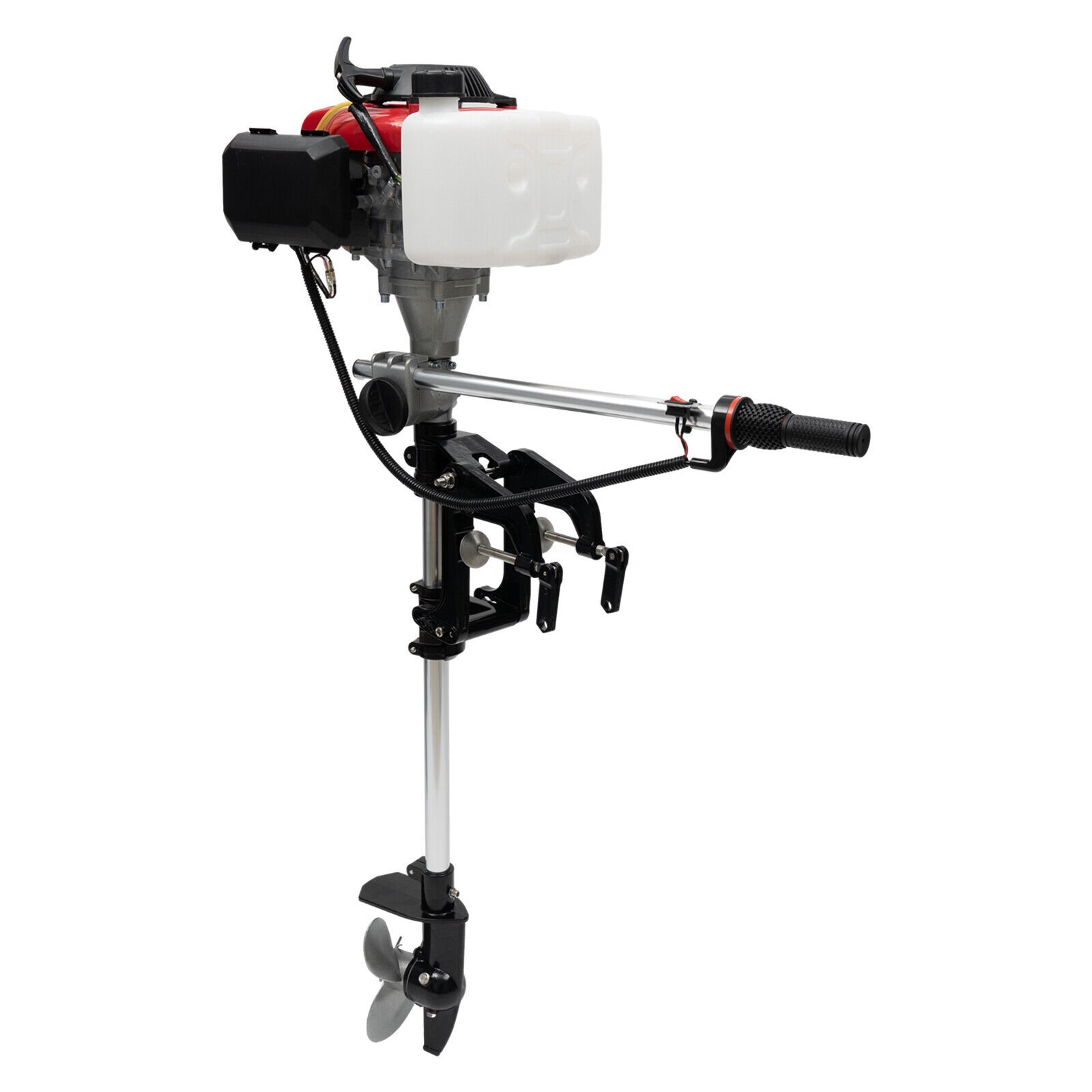 HANGKAI 4HP 4 Stroke 53.2CC Outboard Motor Boat Engine W/Air Cooling System for 7.5-16.4ft Fishing Boats, Wooden Boats