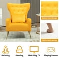 thumbnail image 4 of Tufted Upholstered Velvet Armchair for Living room, Bedroom,Yellow (Set of 2), 4 of 4