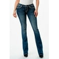 thumbnail image 2 of Grace In LA Women's Fleur De Lis Rhinestone Embellished Bootcut Stretch Jeans (32, Blue Stonewashed), 2 of 3