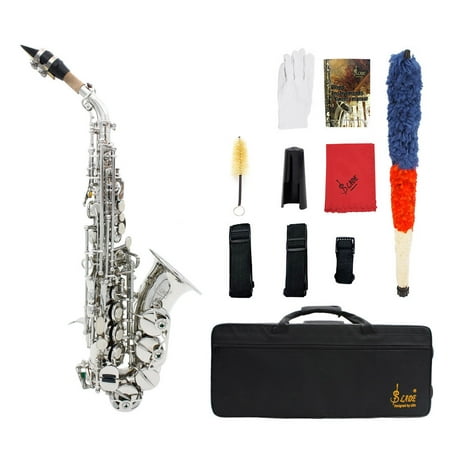 LADE Brass Golden Carve Pattern Bb Bend Althorn Soprano Saxophone Sax Pearl White Shell Buttons Wind Instrument with Case Gloves Cleaning Cloth Belt (Best Soprano Sax Players)