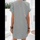 thumbnail image 4 of Camisa de Verano para Mujer, de Algodón y , con Cuello en V, Informal, de Corta, Holgada, Color Gris , Talla XXL, 4 of 5