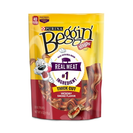 Hickory Flavor - Purina Beggin' Strips Thick Cut Hickory Smoke Flavor Dog Treats - 6 oz. Pouch