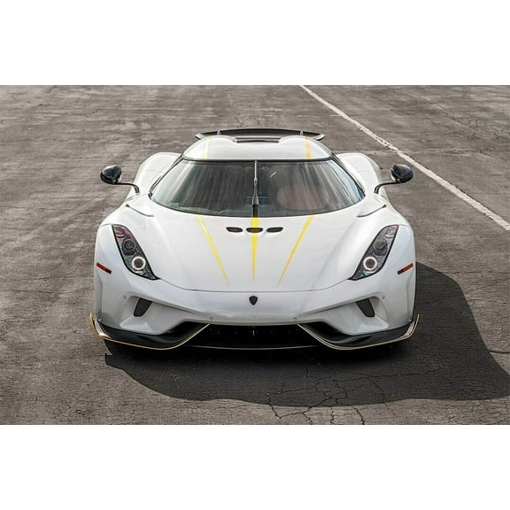 Koenigsegg Regera Sporty Car Front View Wall Poster - 12x18 Inch Laminated Poster - Stunning Detail and Bold Colors