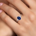 thumbnail image 4 of Gem Stone King 10K White Gold Blue Created Sapphire and White Zirconia 3-Stone Ring for Women | 1.82 Cttw | Oval 8X6MM | Gemstone September Birthstone | Size 6, 4 of 6