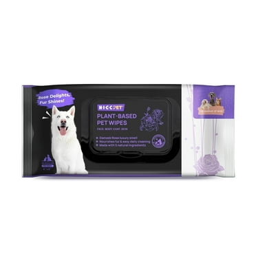 HICC Pet Plant-Based Pet Wipes for Dogs & Cats, 100 Count, Rose Scented, Cleansing & Deodorizing