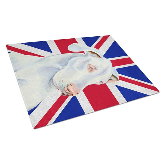Caroline's Treasures Great Dane with English Union Jack British Flag Glass Cutting Board Large Size