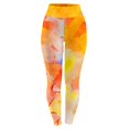 thumbnail image 2 of QLEICOM Womens Yoga Pants Capri Leggings Girls Skinny Multicolor Printed High Waist Stretchy Tights Trouser Workout Leggings Athletic Pants Tummy Control Leggings Orange S, 2 of 2