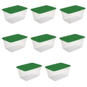 Sterilite 58 Qt. Storage Box Plastic, Elf Green, Set of 8