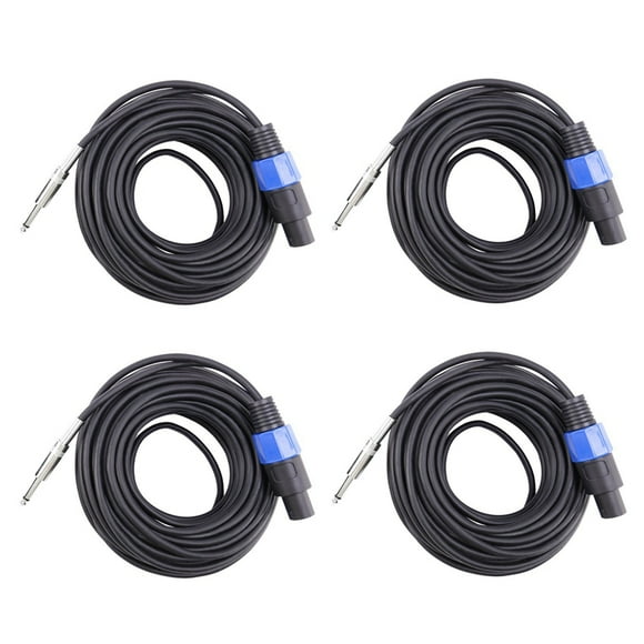 4 Pack 50 Ft Speakon to 1/4 Inch Male Speaker Cables 12 Gauge AWG Wire Audio Amplifier Connection Cord 6.35mm Wire