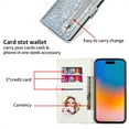 thumbnail image 3 of DeCase Fashionable for iPhone 15 Pro Max Wallet Case, Glitter Bling Sparkle Leather Folio, Zipper Pocket, Magnet Clasp, 3 Card Holders, Strap & Stand for iPhone 15 Pro Max, Silver, 3 of 7