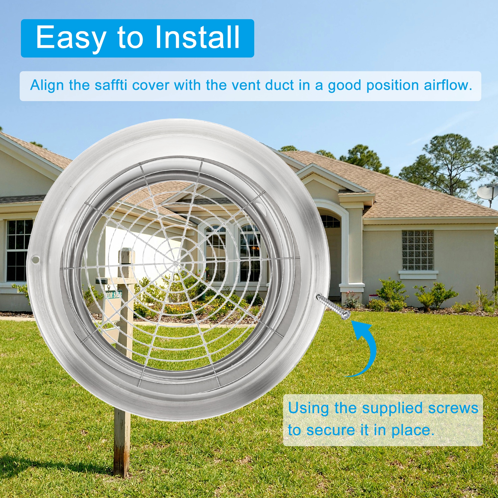 Uxcell 6 Inch Dryer Vent Cover, Stainless Steel Exterior Wall Air Vent for HVAC Ducting