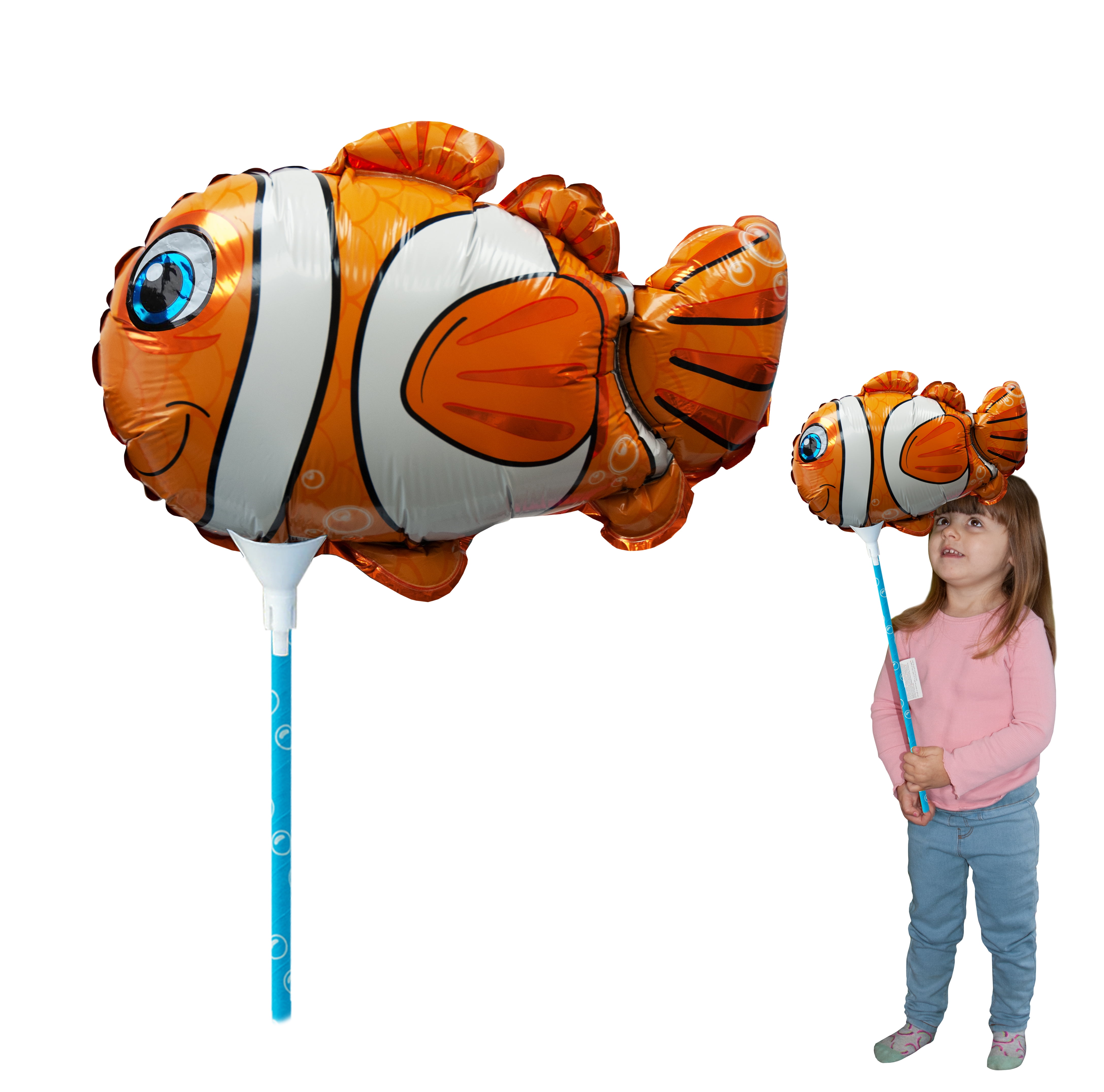 Ballooniacs - Clown Fish Air Filled Animal Balloon from Deluxebase. A colorful and re-useable inflatable birthday party decoration for kids