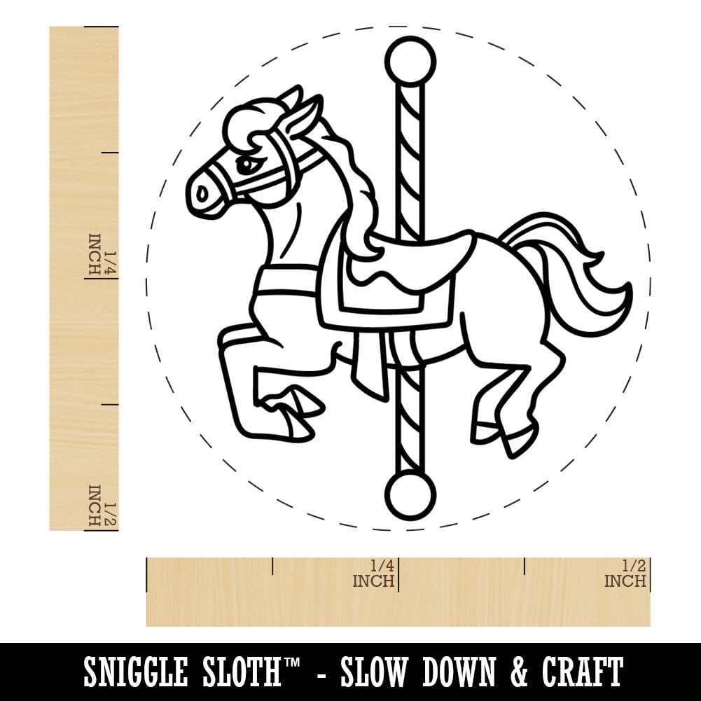 Carousel Horse Carnival Amusement Park Self-Inking Rubber Stamp Ink Stamper - Dry Pad (No Ink) - Mini 1/2 Inch