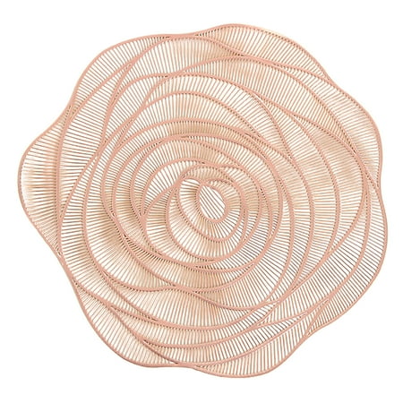 

HomeLife Placemat Round Rose Design Clear Texture Heat-resistant Non-slip Easy to Clean Insulation Coaster Pad