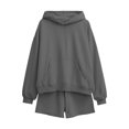 thumbnail image 6 of NMMUED Sweat Set for Women Athleisure Sets Women Sweat Shorts Sets Track Suits for Women Set Oversized Casual Fleece Hoodie Sets, Dark Gray XL, 6 of 7