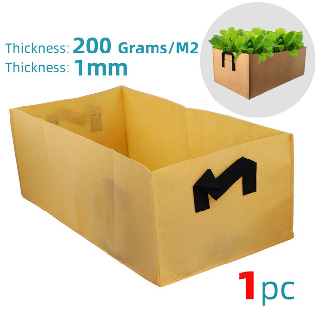 1PC 6 Colors 3 Sizes 1MM Thickness Square Fabric Grow Bags Economic Pots with Handles Garden Planting Containers for Flowers60x30x20cm He Qiyong unisex