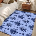 thumbnail image 4 of Area Rug for Living Room, Palm Trees Non-Slip Indoor Large Carpet for Bedroom/Dining Room, Summer Vintage Tropical Trees Botanical Blue Washable Low-Profile Rectangle Floor Runner Rugs - 4 x 6 Ft, 4 of 8