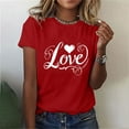 thumbnail image 2 of mihongmao Valentine Plus Size Tops for Women Ladies' Valentine's Day Printed Round Neck Short Sleeved T-shirt Loose Casual Red S, 2 of 5