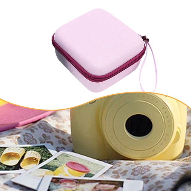 Ethern Instant Camera Case Non Scratch for Children Adults with Accessories Mesh Pocket Pink