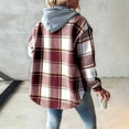 thumbnail image 4 of HAJWOH Women's Casual And Fashionable Large Plaid Pattern Patchwork Hooded Button Jacket Red L, 4 of 4