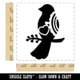 thumbnail image 2 of Bird Sitting on a Branch Heart and Scallop Details Self-Inking Rubber Stamp Ink Stamper - Blue Ink - Large 1-1/2 Inch, 2 of 7