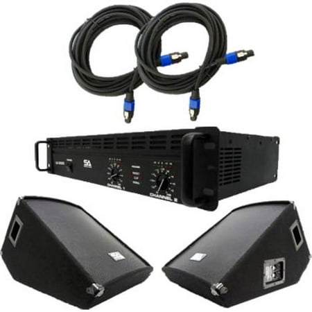 Seismic Audio Pair of 12" Wedge Floor Monitors, Amplifier, and Cables (Add On)