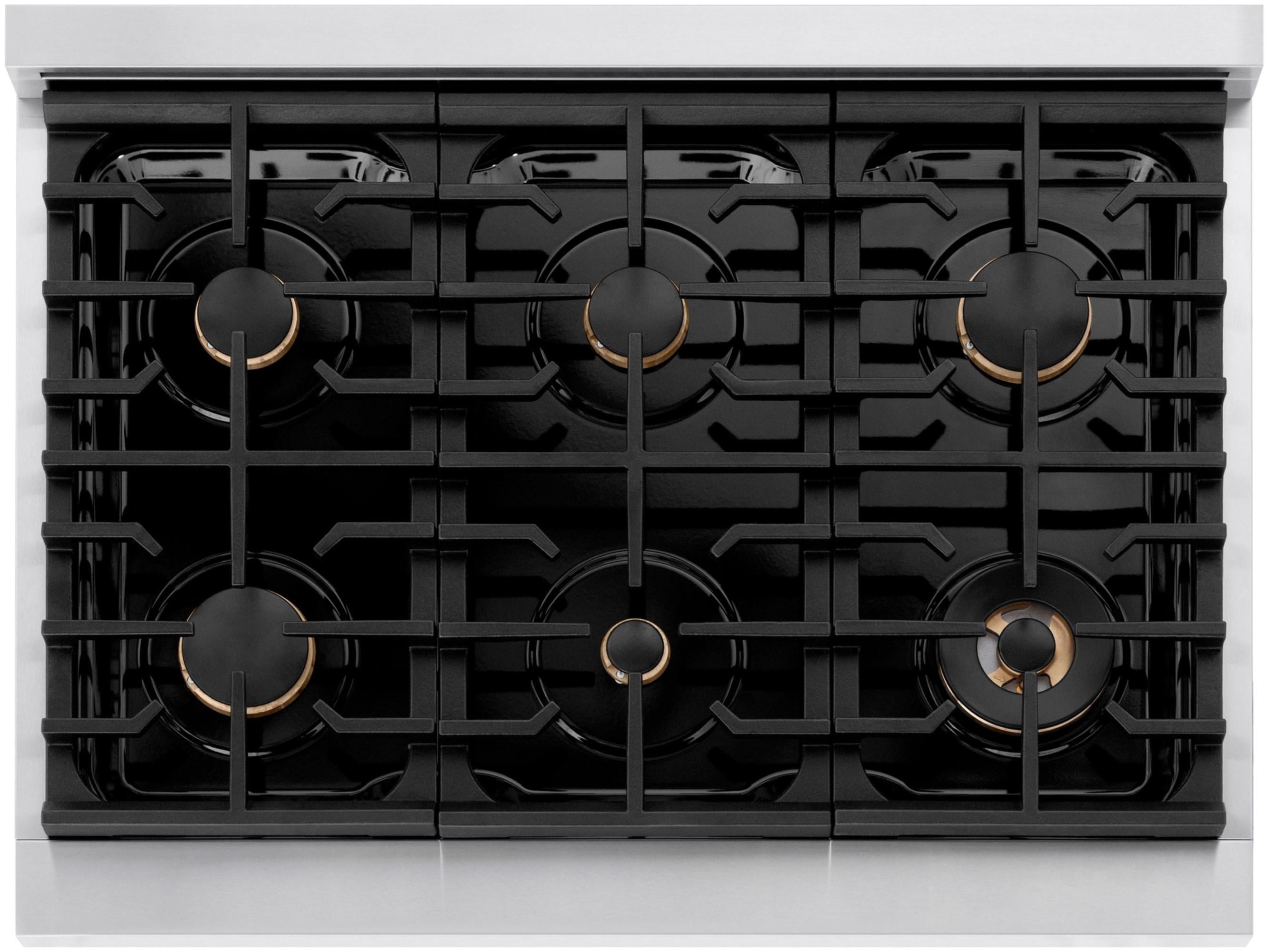 ZLINE Autograph Edition 36 in. 5.2 cu. ft. 6 Burner Gas Range with Convection Gas Oven in Stainless Steel with White Matte Door and Matte Black Accents (SGRZ-WM-36-MB)