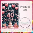 thumbnail image 2 of Pink Happy 40th Birthday Banner Heart Balloons 40th Birthday Display Gold Stars Cake Design Birthday Backdrop for 40th Birthday Party Adult Birthday Celebration Indoor Party, 2 of 9