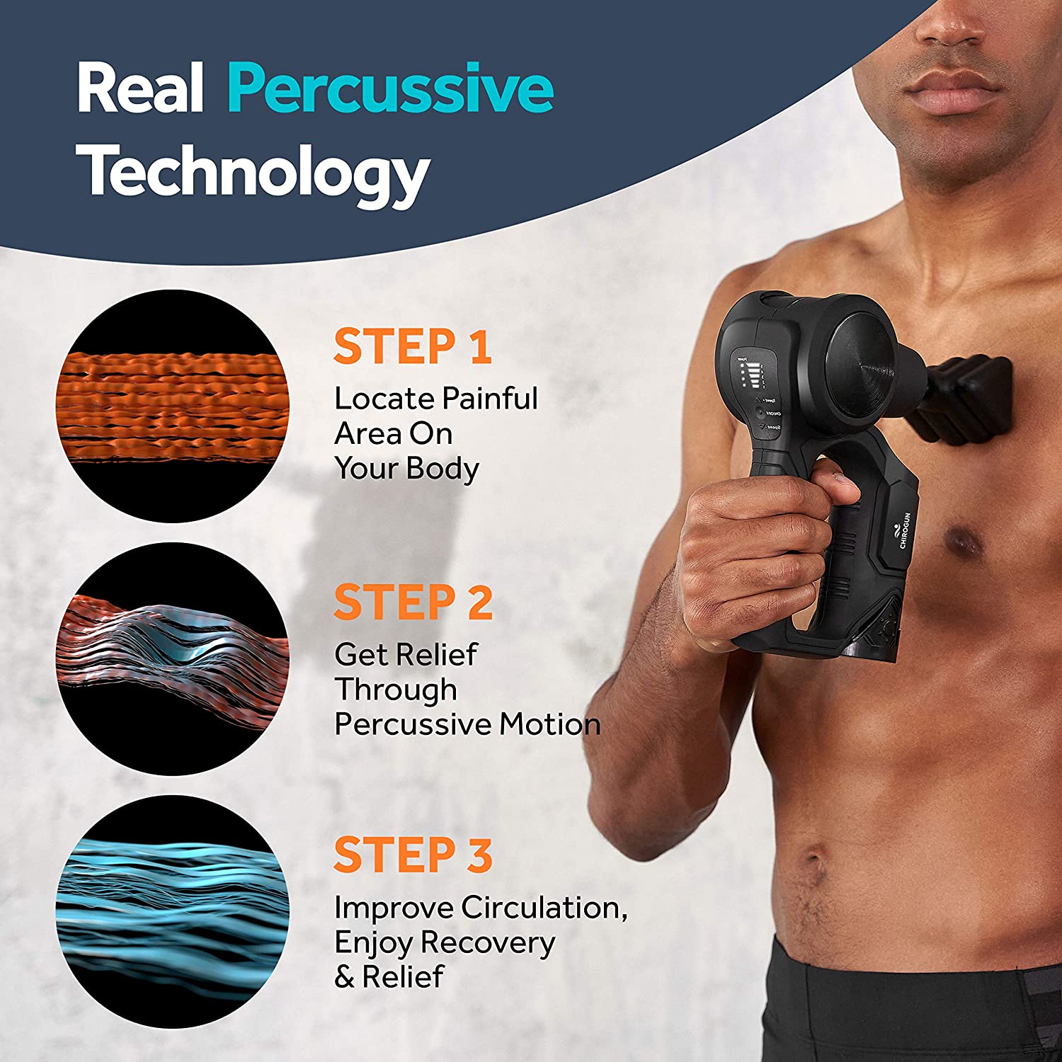 SLF Percussion Muscle Massager  Rechargeable Massage Gun with Multiple  Attachments for Neck and Back Relief