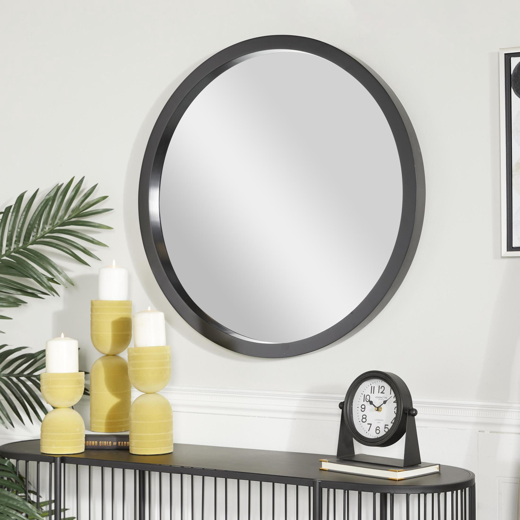 DecMode 30" x 30" Black Wall Mirror with Thin Frame