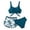 Dark Blue, variant on Krdevn Girls Wrap Crop Tankini 2 Piece Swimsuit with Palm Print Shorts Color:Blue,Size:13-14 Years