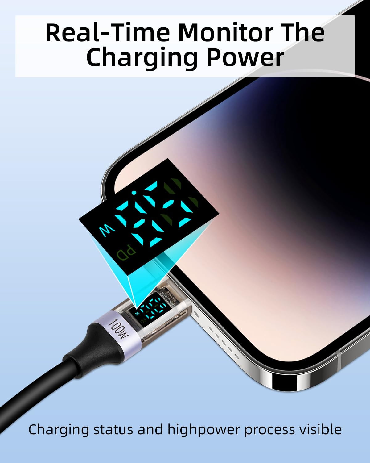 LASJPOB-Coiled USB C to USB C Cable with LED Display, 90 Degree PD 100W Fast Charging Retractable USBC Cord for Phones, Tablets, Power Bank and More (90 Degree C to C)