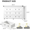 thumbnail image 3 of White Dresser for Bedroom, 47.3" Modern Dresser for Closet TV Stand, 6 Drawer Wood Dressers & Chest of Drawers with Black Knobs, Wide Closet Storage Organizer for Living Room, Hallway, 3 of 6