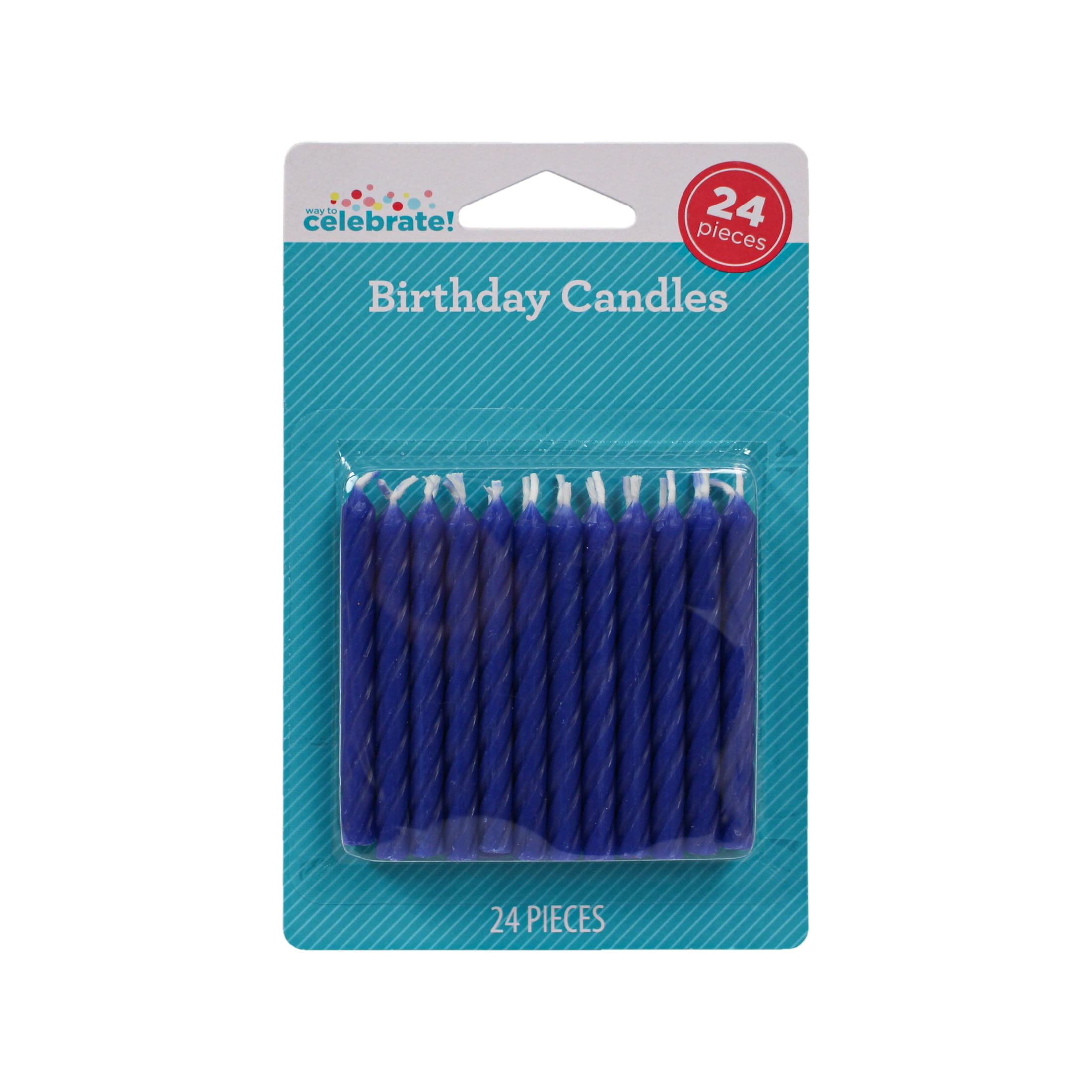 Way To Celebrate Party Candle, Blue Spiral Birthday Candles, 24 Count