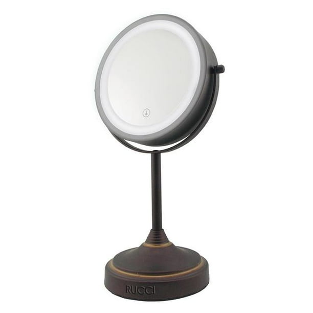 Rucci M401brz 6 75 In Led 7x 1x Magnifying 360 Deg Revolving Metal Round Makeup Vanity Mirror Oil Rubbed Bronze Com Rucci M401brz 6 75 In Led 7x 1x, Oil Rubbed Bronze Vanity Mirror With Light