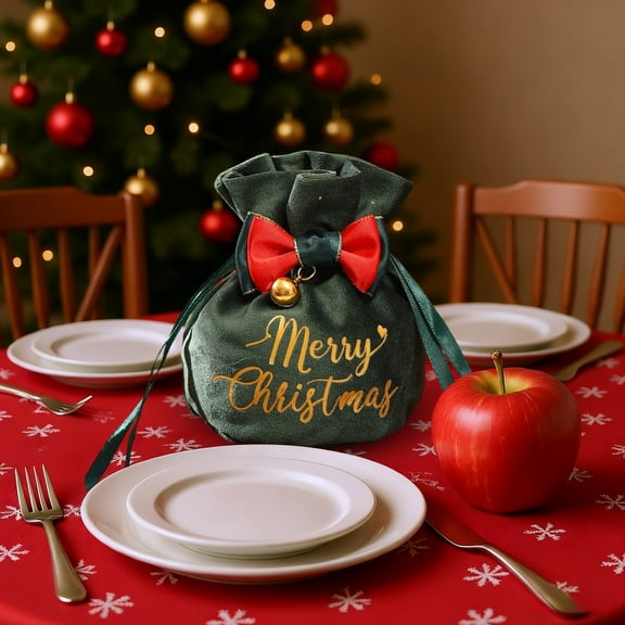 Velvet Drawstring Bag, Christmas Eve Gift Packaging, Reusable Pouch, Sesolution Closure, Home Storage,Vsgery