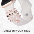 thumbnail image 4 of Comvin Flower Engraved Band Compatible with Apple Watch Bands for Women 40mm 38mm 41mm 42mm, Soft Silicone Band with Decorative Charms for iWatch Series 11 10 9 8 7 6 5 4 3 2 1 SE (With Band), 4 of 9