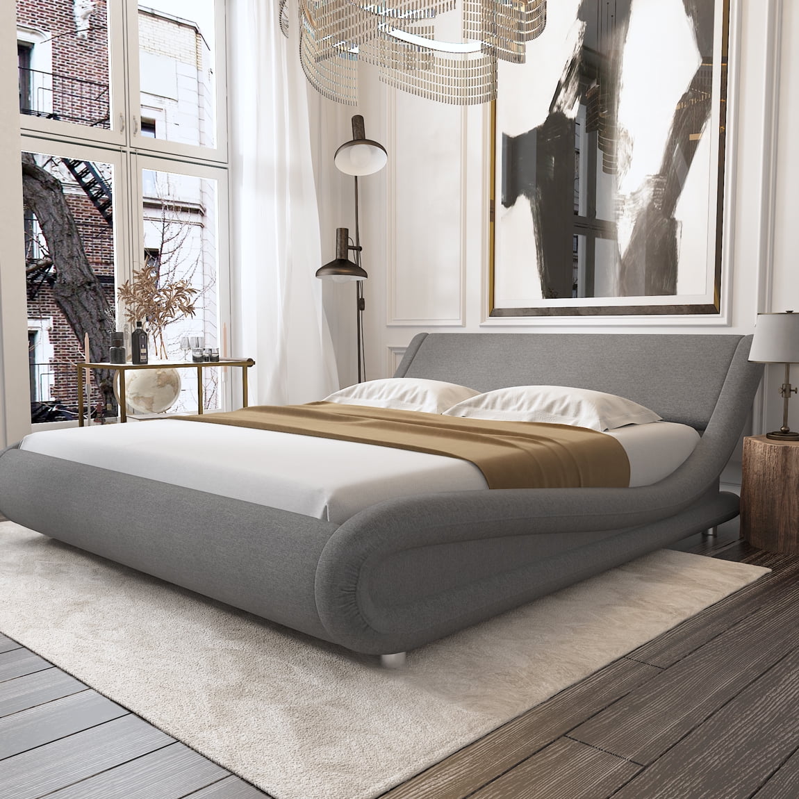 Fabric Upholstered Platform Bed Frame, Adjustable Bed Frame For Platform Bed
