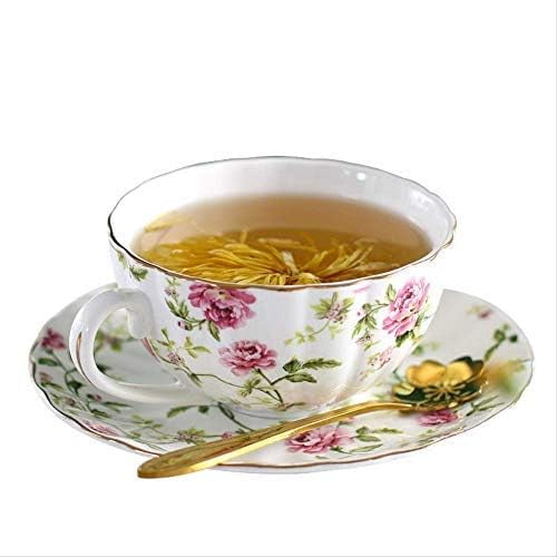 Tea Set, Bone China Coffee Cups,Gold Coffee Cup,with Handle Flowers European Bone China Tea Cups Set,Porcelain Home Drinkware Tea Sets
