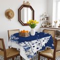thumbnail image 3 of Navy Blue Christmas Table Cloth Waterproof Tablecloths, Xmas Tree Snowflake Winter Tablecloth Dining Table Cover for Kitchen Party Tabletop Outdoor, Square Tablecloth 60x60 Inch, 3 of 9