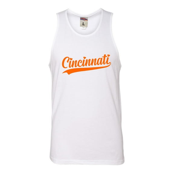 Go All Out City Of Cincinnati Ohio Pride Fashion Script Sleeveless Tank Top T-Shirt Mens/Women/Flowy/Fitted