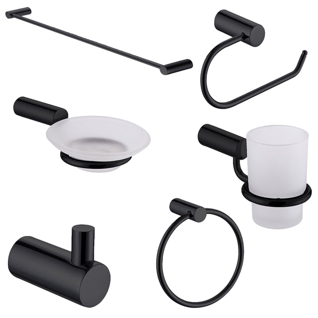Juego De 6 Accesorios Para Baño Rubinett Acero inóxidable 304 Negro Mate